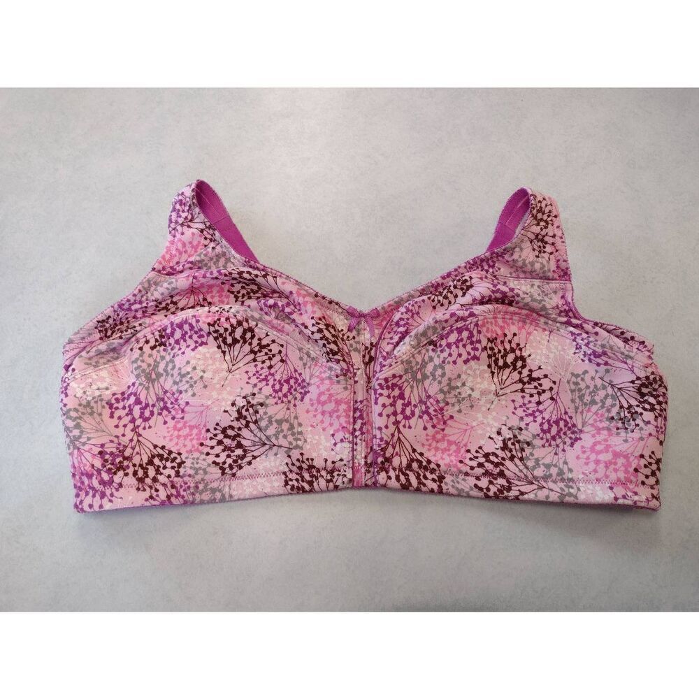 Comfort Choice Pink Floral Cotton Bra Size 48D Style 27-0238-9